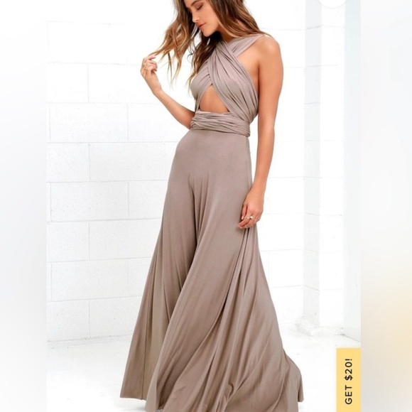 Champagne Convertible Wrap Dress Size Medium Voted Number 1 Dress on Earth - Picture 10 of 15